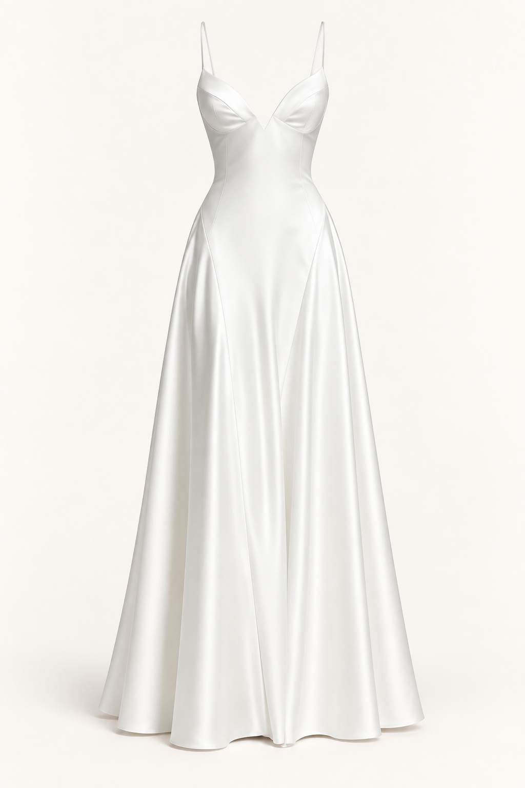 Vestido Comprido de Cetim com Corpete e Costas Descobertas