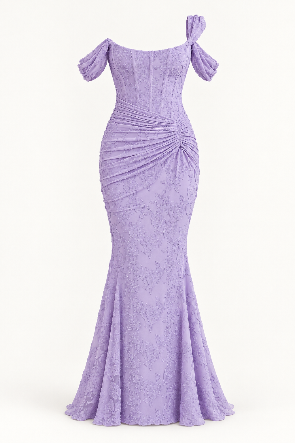 Vestido Comprido sem Alças com Corpete Jacquard