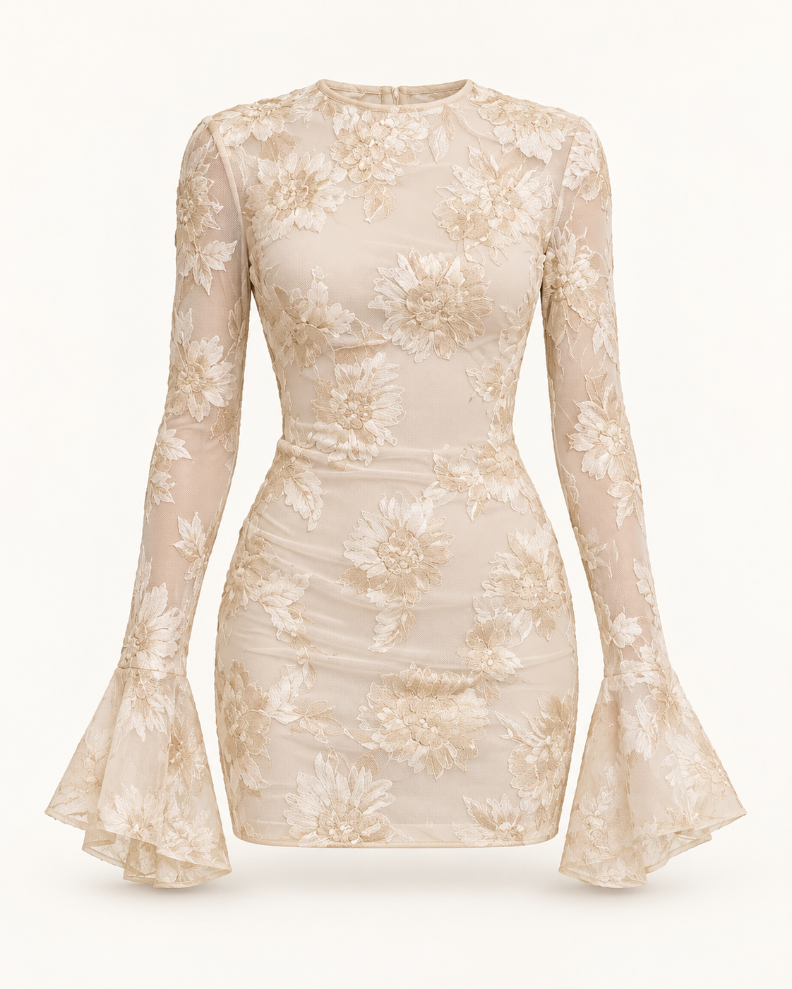 Vestido Curto Bordado com Costas Descobertas