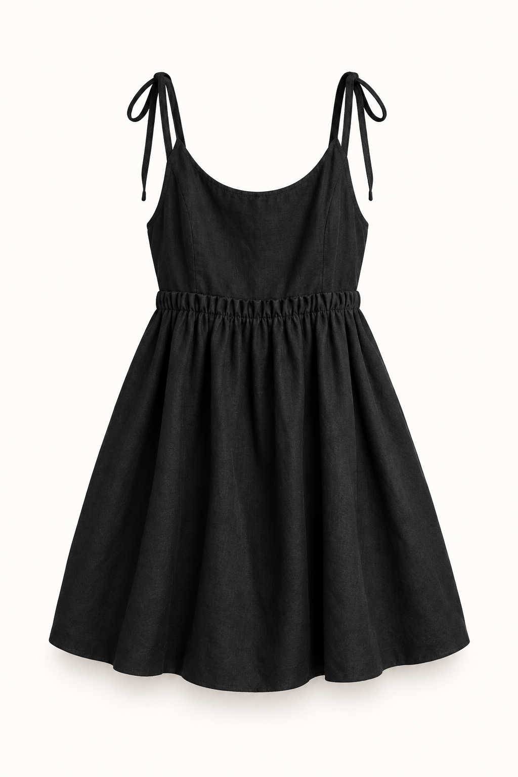 Vestido Curto em Linho com Atacadores
