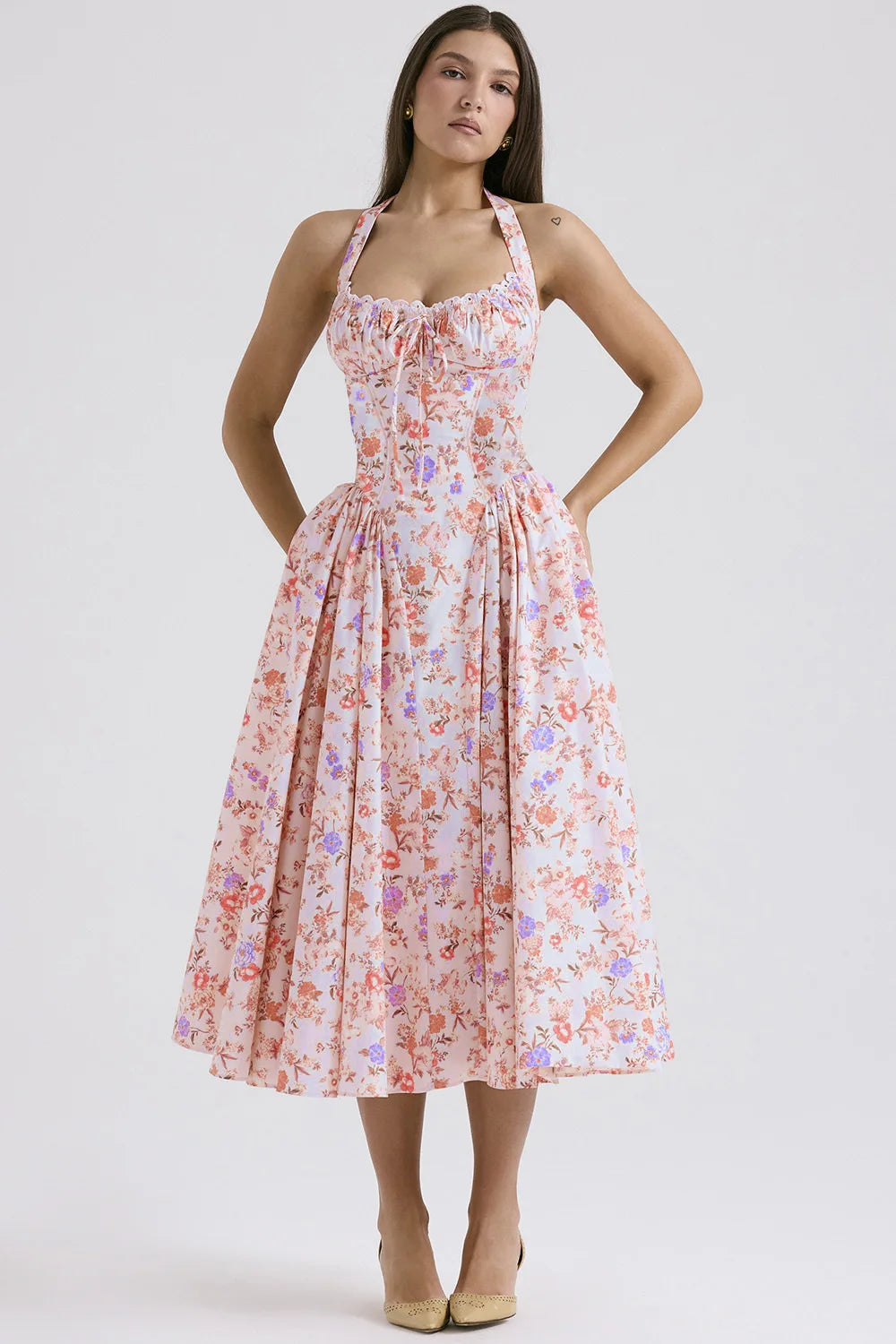 Vestido Midi Floral com Decote Halter — foto 31 | Tolobasao