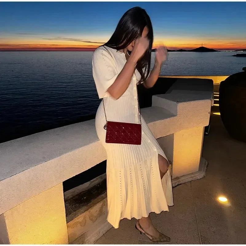 Vestido Midi de Malha com Botões — foto 48 | Tolobasao