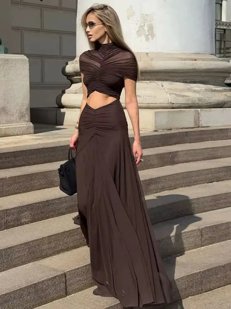 Vestido Comprido Franzido em Tule — foto 1 | Tolobasao