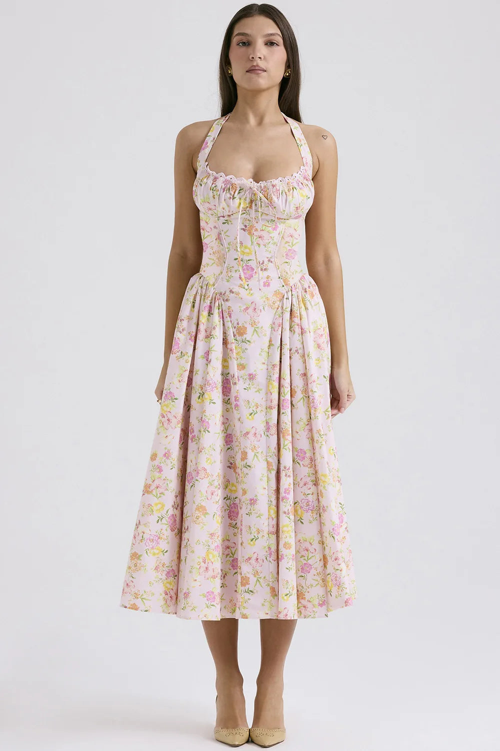 Vestido Midi Floral com Decote Halter — foto 47 | Tolobasao