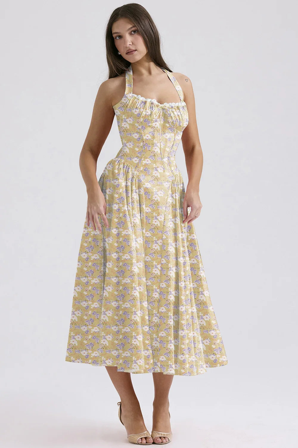 Vestido Midi Floral com Decote Halter — foto 49 | Tolobasao
