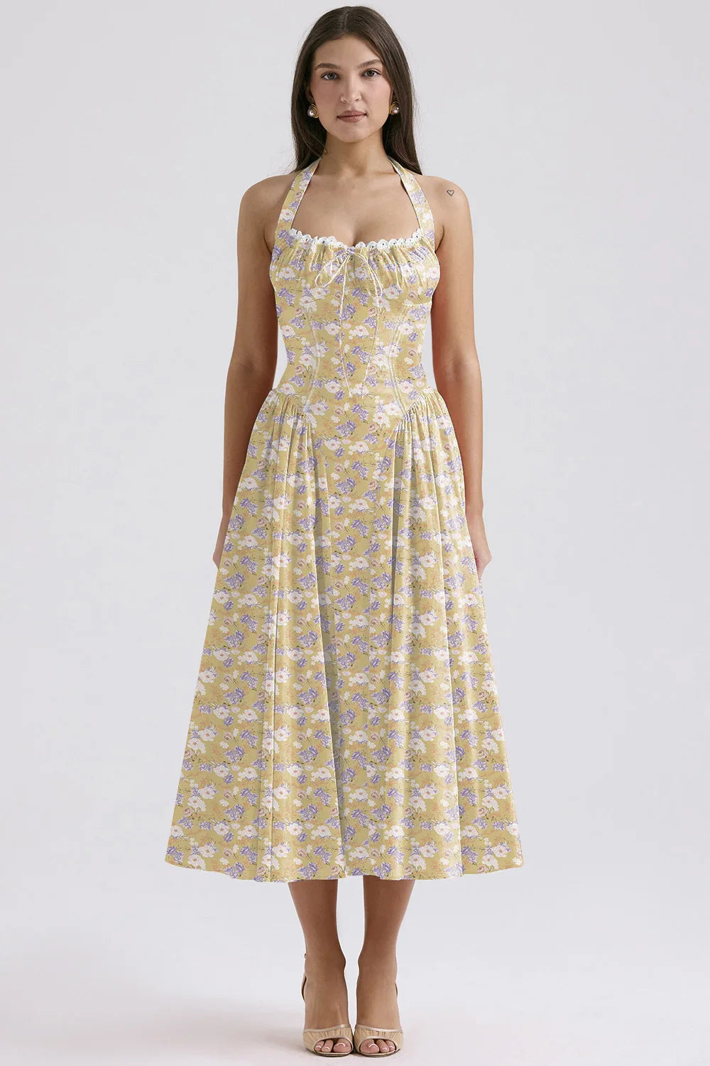 Vestido Midi Floral com Decote Halter — foto 22 | Tolobasao