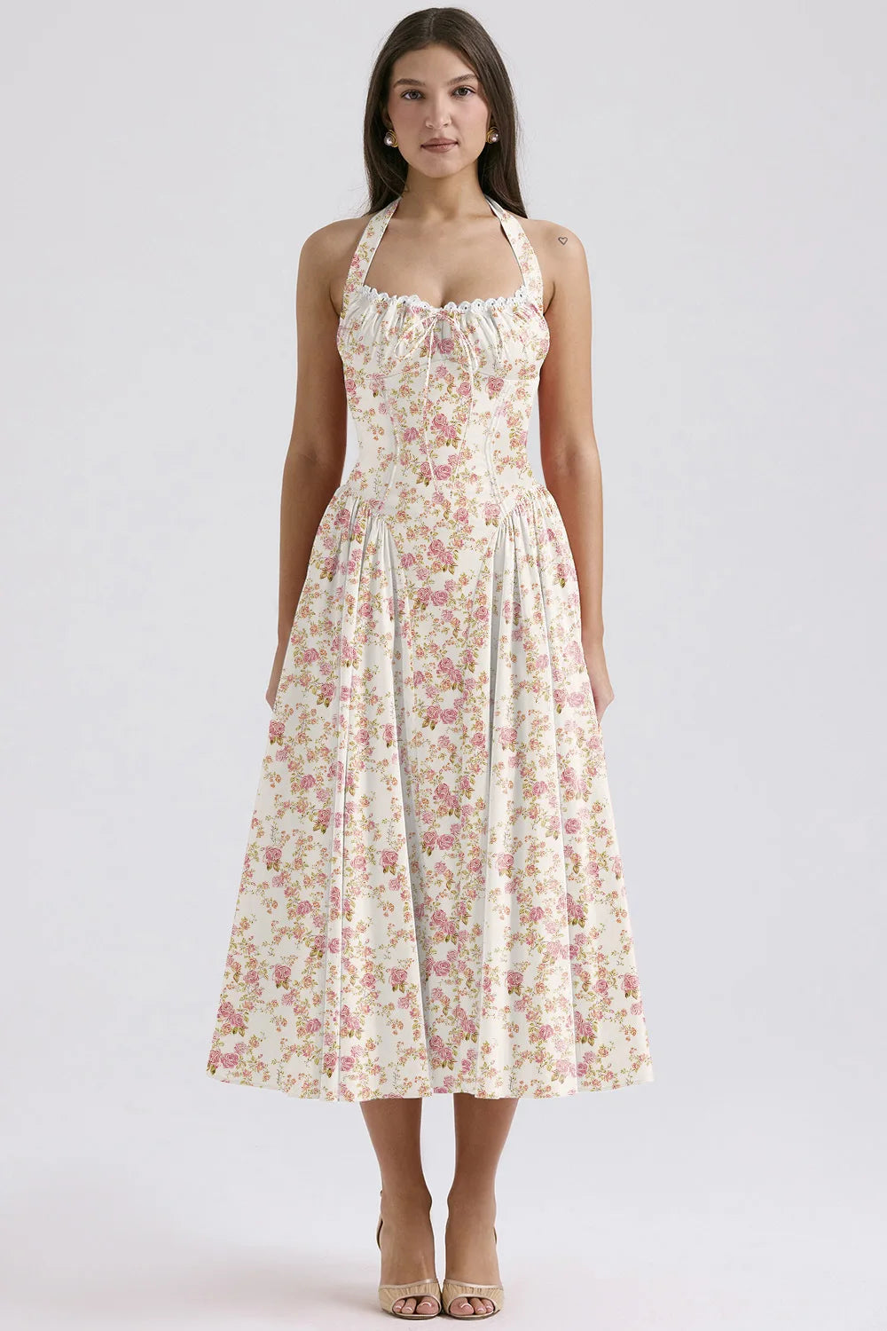 Vestido Midi Floral com Decote Halter — foto 43 | Tolobasao
