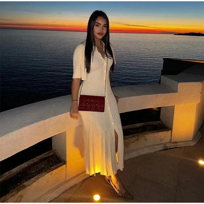 Vestido Midi de Malha com Botões — foto 47 | Tolobasao
