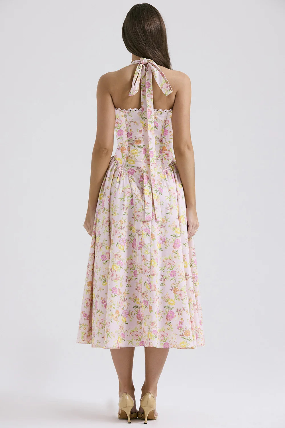 Vestido Midi Floral com Decote Halter — foto 10 | Tolobasao