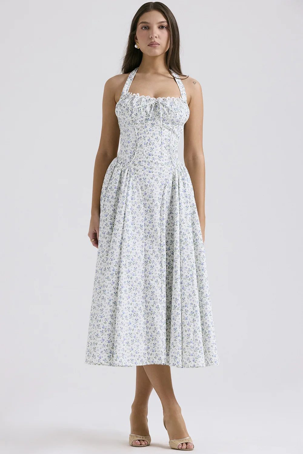 Vestido Midi Floral com Decote Halter — foto 46 | Tolobasao