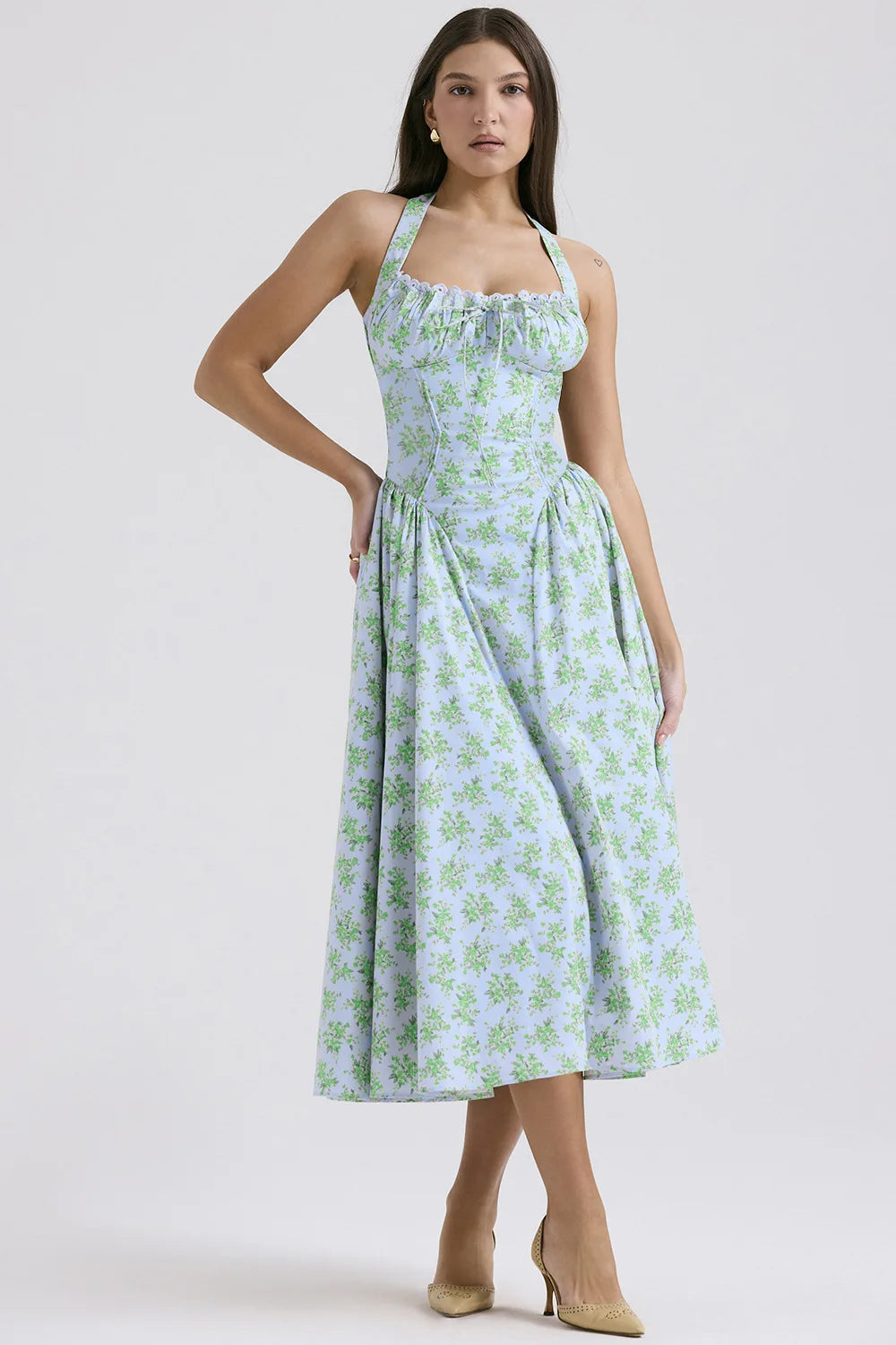 Vestido Midi Floral com Decote Halter — foto 36 | Tolobasao
