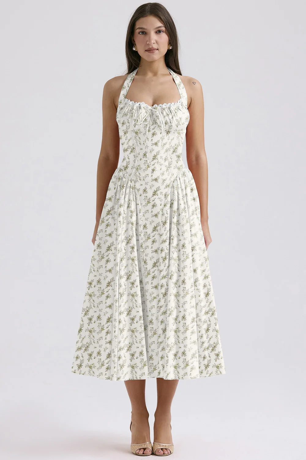 Vestido Midi Floral com Decote Halter — foto 21 | Tolobasao