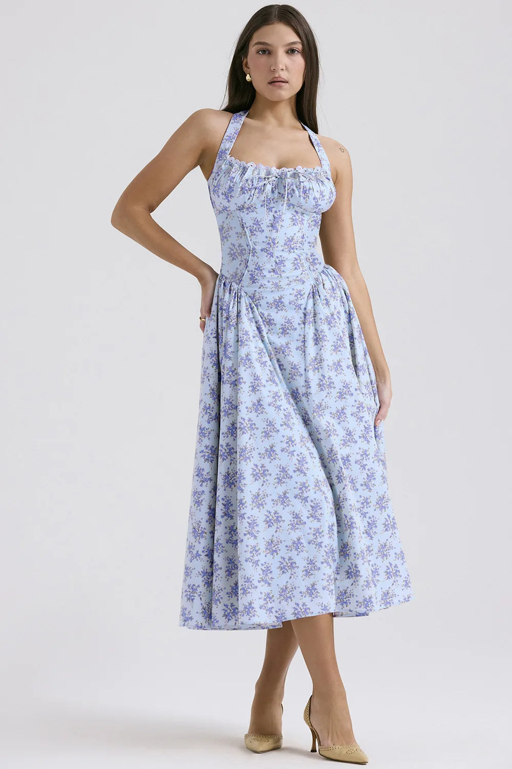 Vestido Midi Floral com Decote Halter — foto 38 | Tolobasao