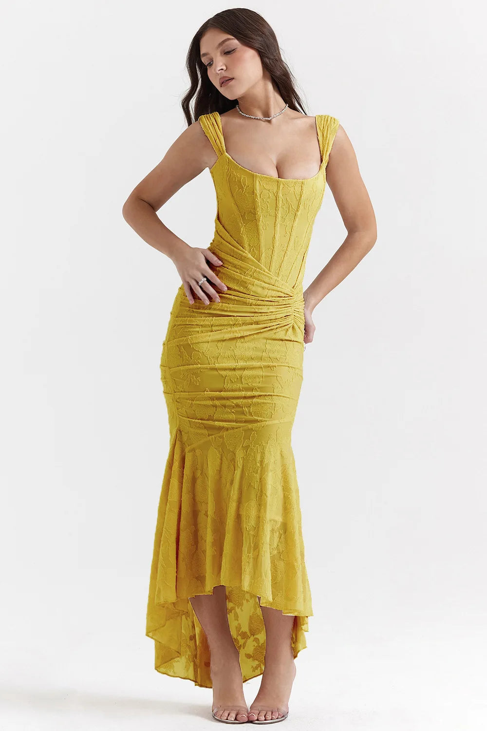 Vestido Comprido sem Alças com Corpete Jacquard — foto 27 | Tolobasao