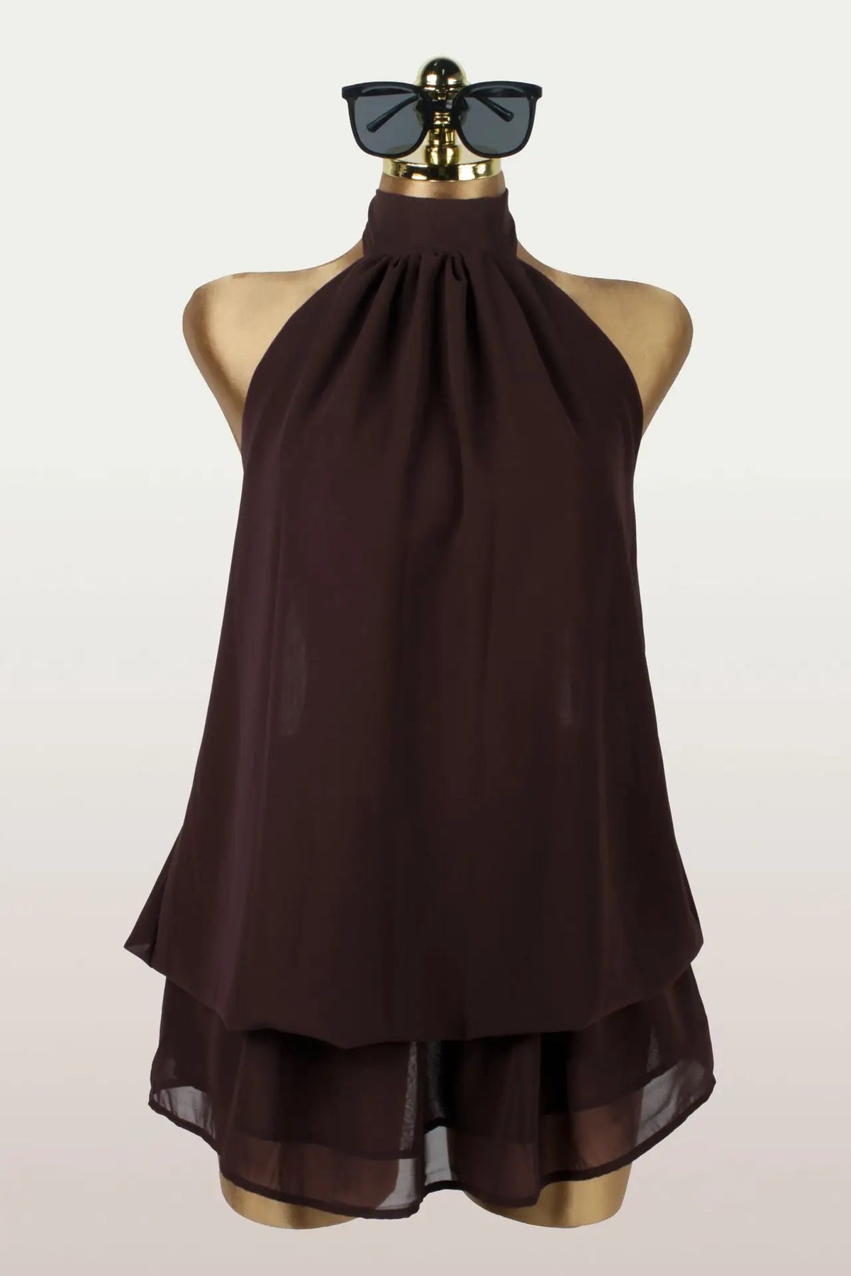 Vestido Curto de Chiffon com Decote Halter — foto 23 | Tolobasao