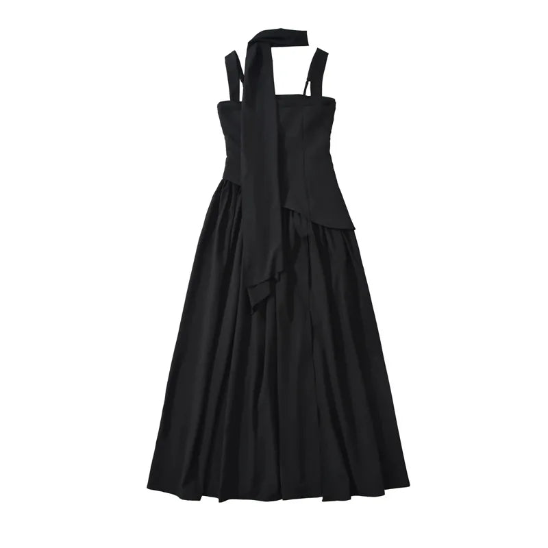 Vestido Comprido com Corpete, Laço e Fenda — foto 14 | Tolobasao