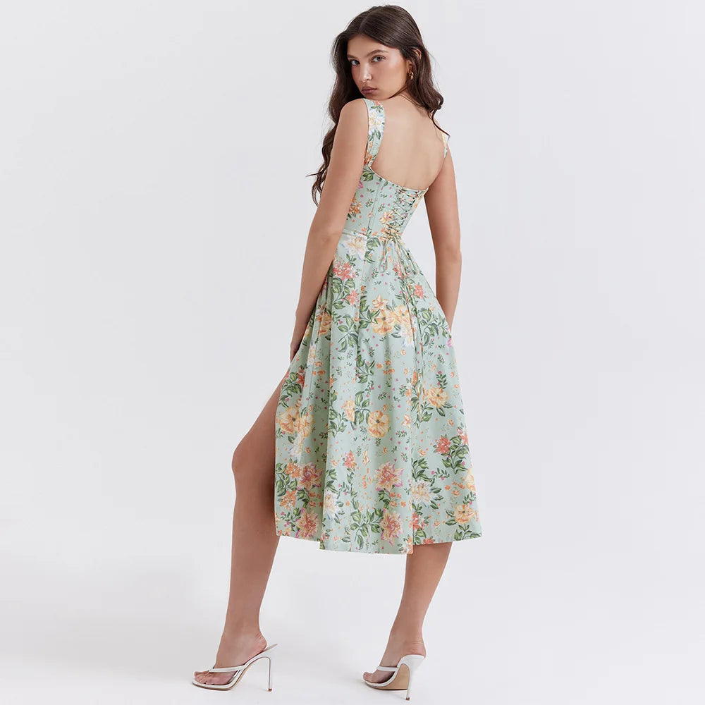 Vestido Midi Floral com Corpete e Bolsos — foto 24 | Tolobasao