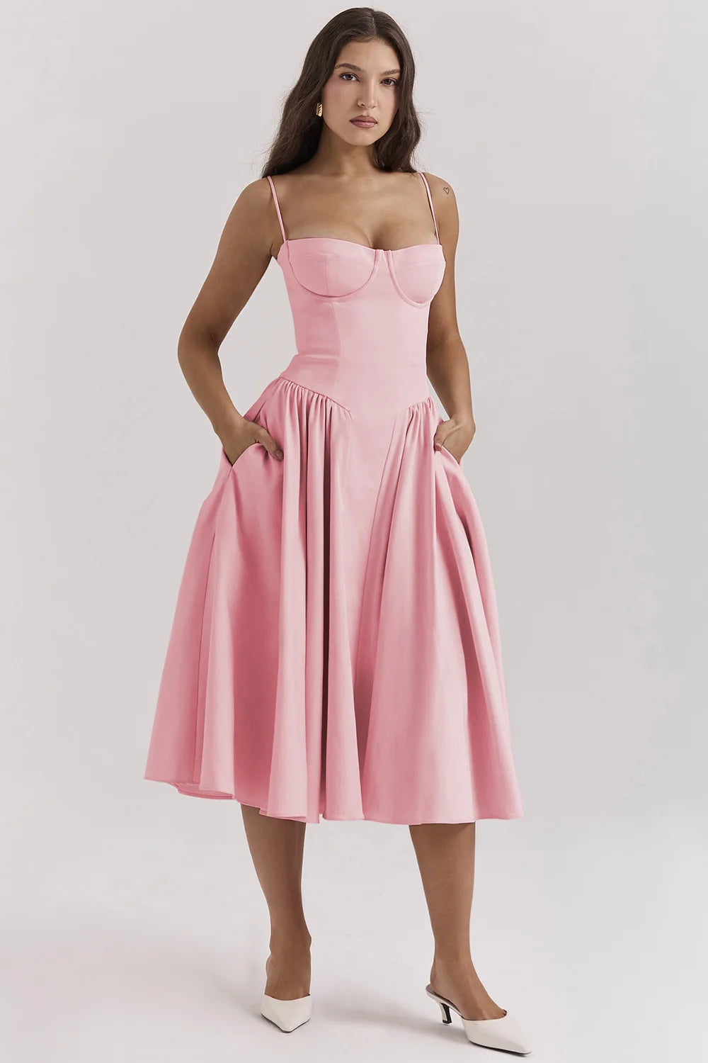 Vestido Midi Floral de Cintura Alta — Modelo B — foto 17 | Tolobasao