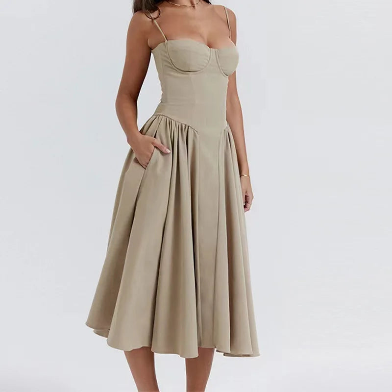 Vestido Midi Floral de Cintura Alta — Modelo B — foto 44 | Tolobasao