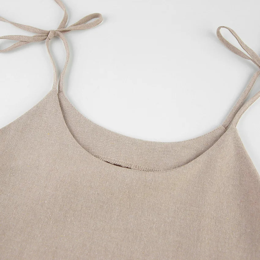 Vestido Curto em Linho com Atacadores — foto 16 | Tolobasao
