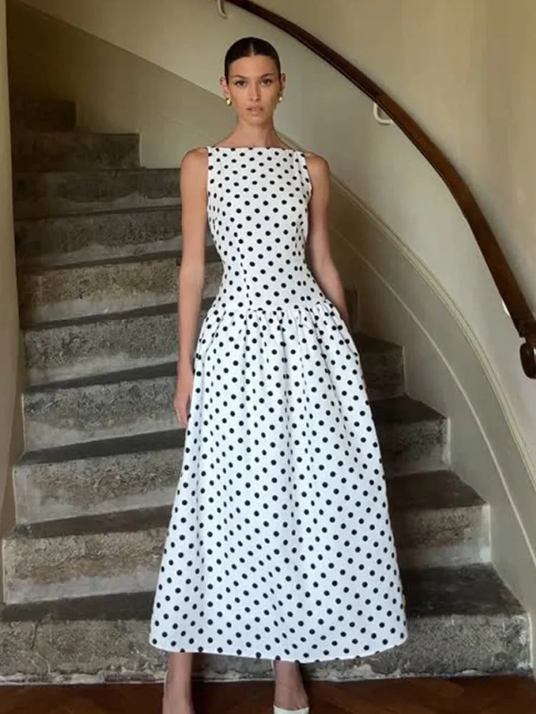 Vestido Comprido de Bolas sem Mangas — foto 3 | Tolobasao