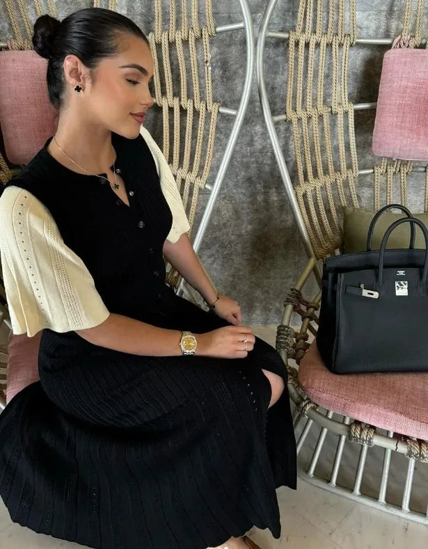 Vestido Midi de Malha com Botões — foto 49 | Tolobasao