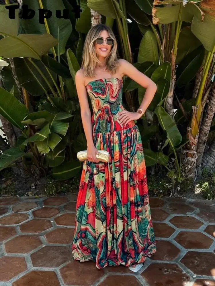 Vestido Comprido Plissado sem Alças — foto 5 | Tolobasao