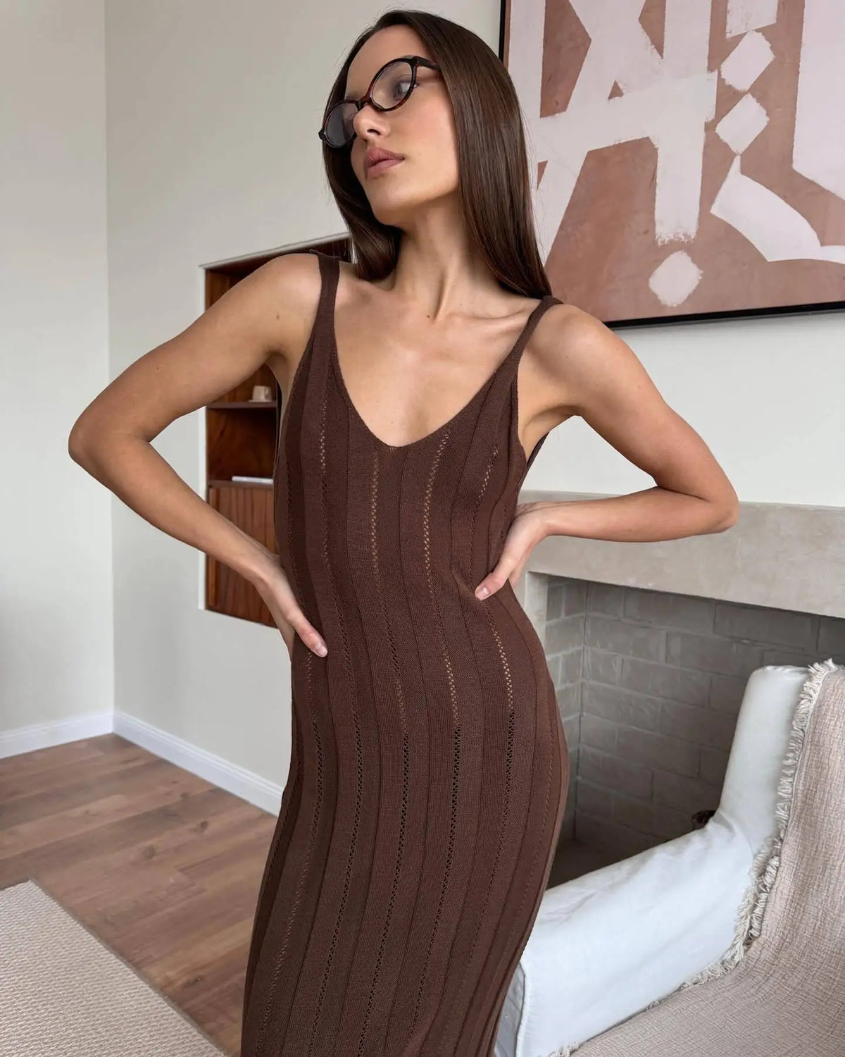 Vestido Comprido de Malha com Vazados e Costas Descobertas — foto 20 | Tolobasao