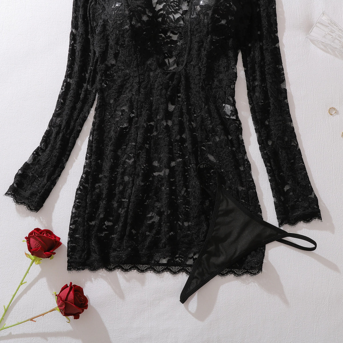 Body de Lingerie com Decote Profundo