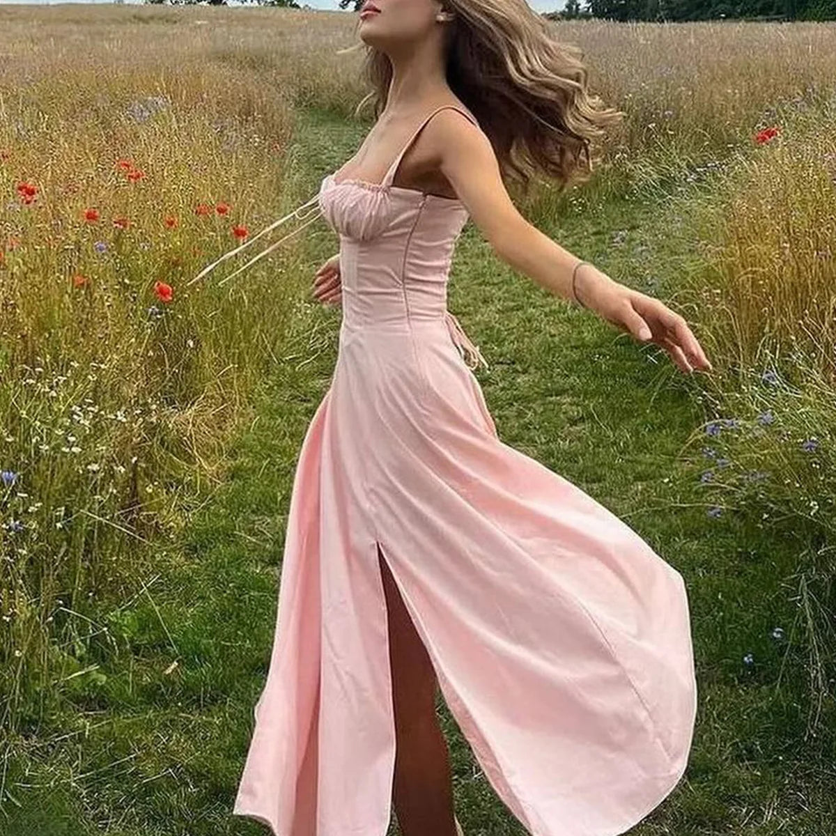 Vestido Midi com Corpete e Atacadores — foto 3 | Tolobasao