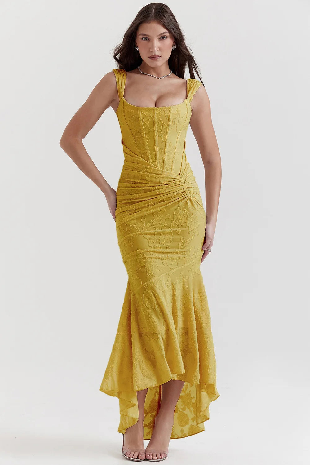 Vestido Comprido sem Alças com Corpete Jacquard — foto 29 | Tolobasao