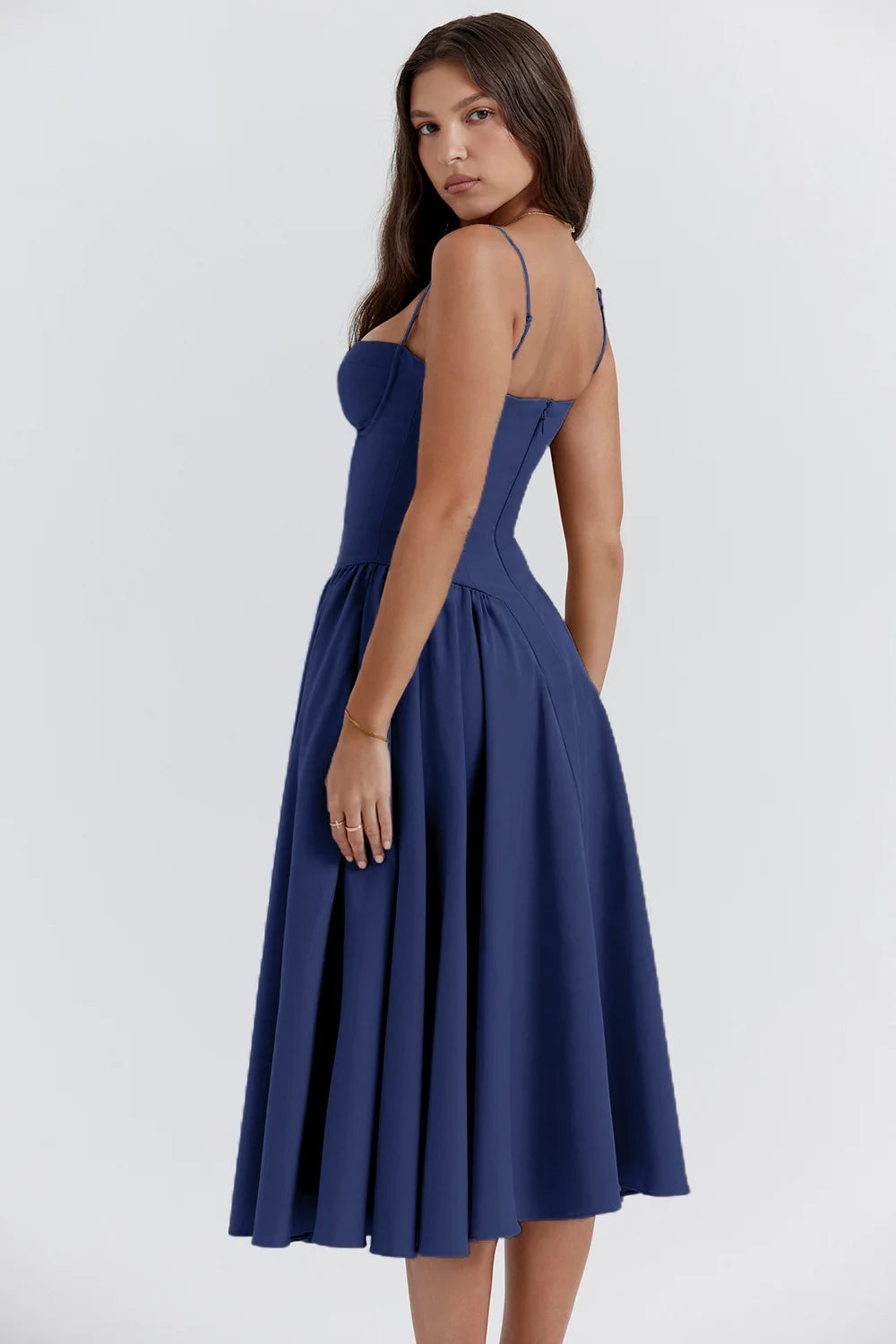 Vestido Midi Floral de Cintura Alta — Modelo B — foto 24 | Tolobasao