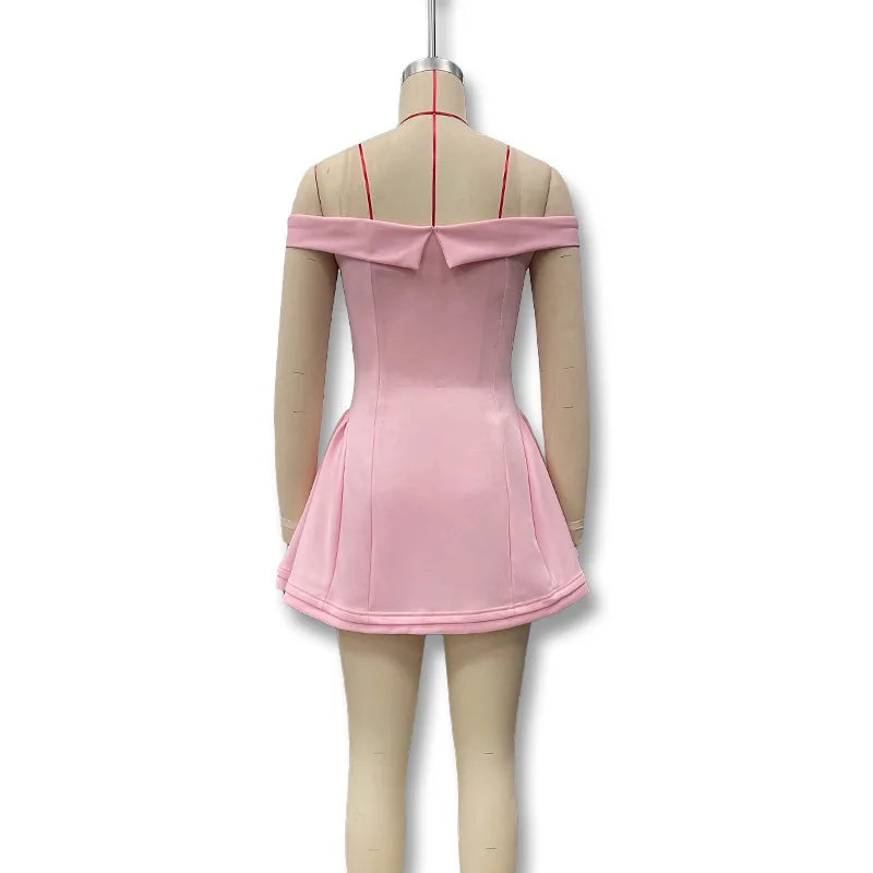 Vestido Curto Rosa de Ombros Descobertos — foto 21 | Tolobasao