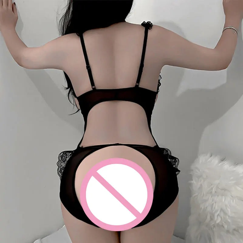 Body de Lingerie com Renda e Costas Descobertas — Vermelho