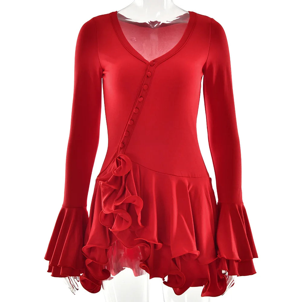 Vestido Curto com Folhos e Mangas Amplas — foto 14 | Tolobasao