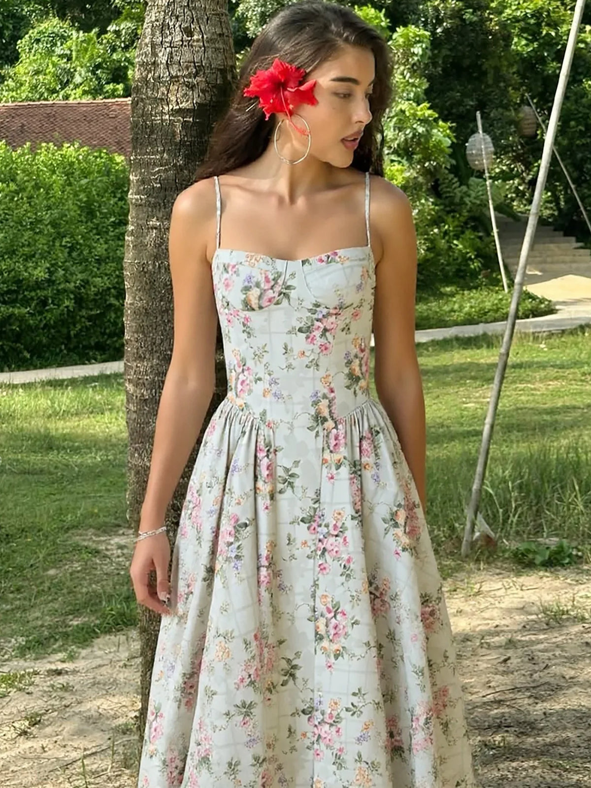 Vestido Midi Floral de Cintura Alta — Modelo A — foto 52 | Tolobasao