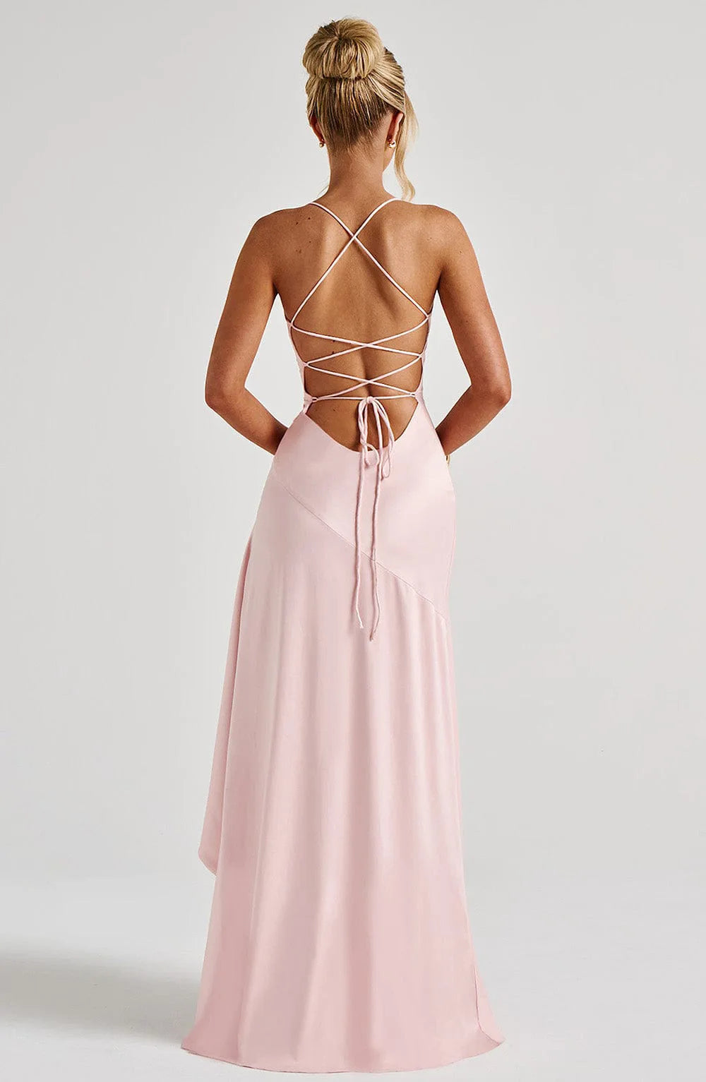 Vestido Comprido Acetinado com Folhos — foto 21 | Tolobasao
