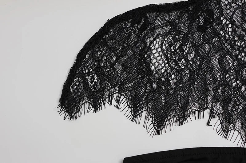 Vestido Curto de Renda com Gola Alta — Modelo B em Preto — foto 18 | Tolobasao