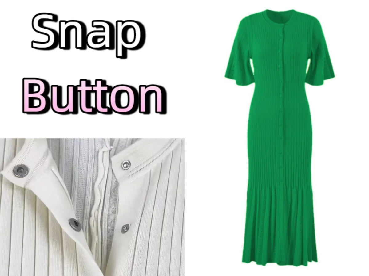 Vestido Midi de Malha com Botões — foto 53 | Tolobasao