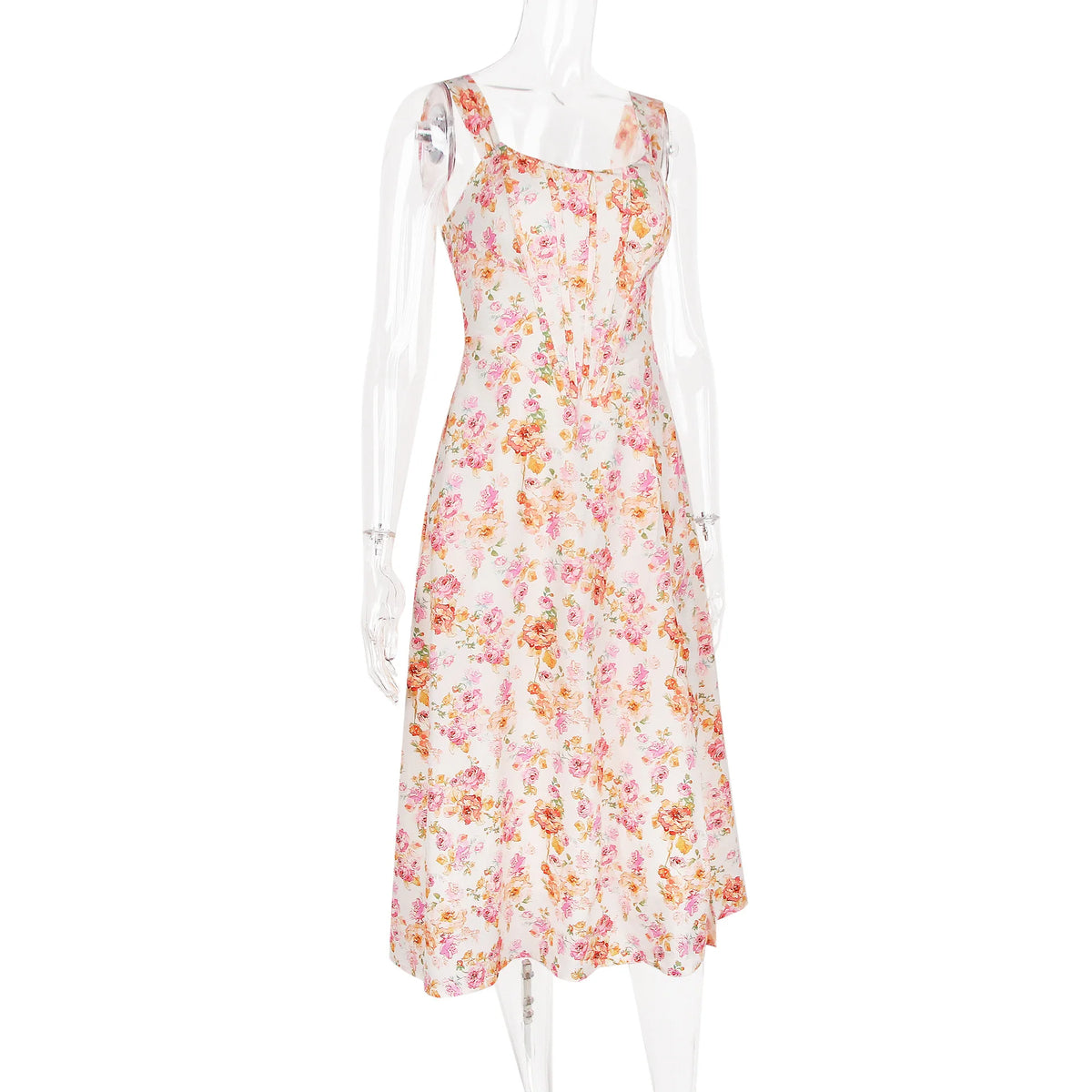 Vestido Midi Floral com Corpete e Bolsos — foto 18 | Tolobasao