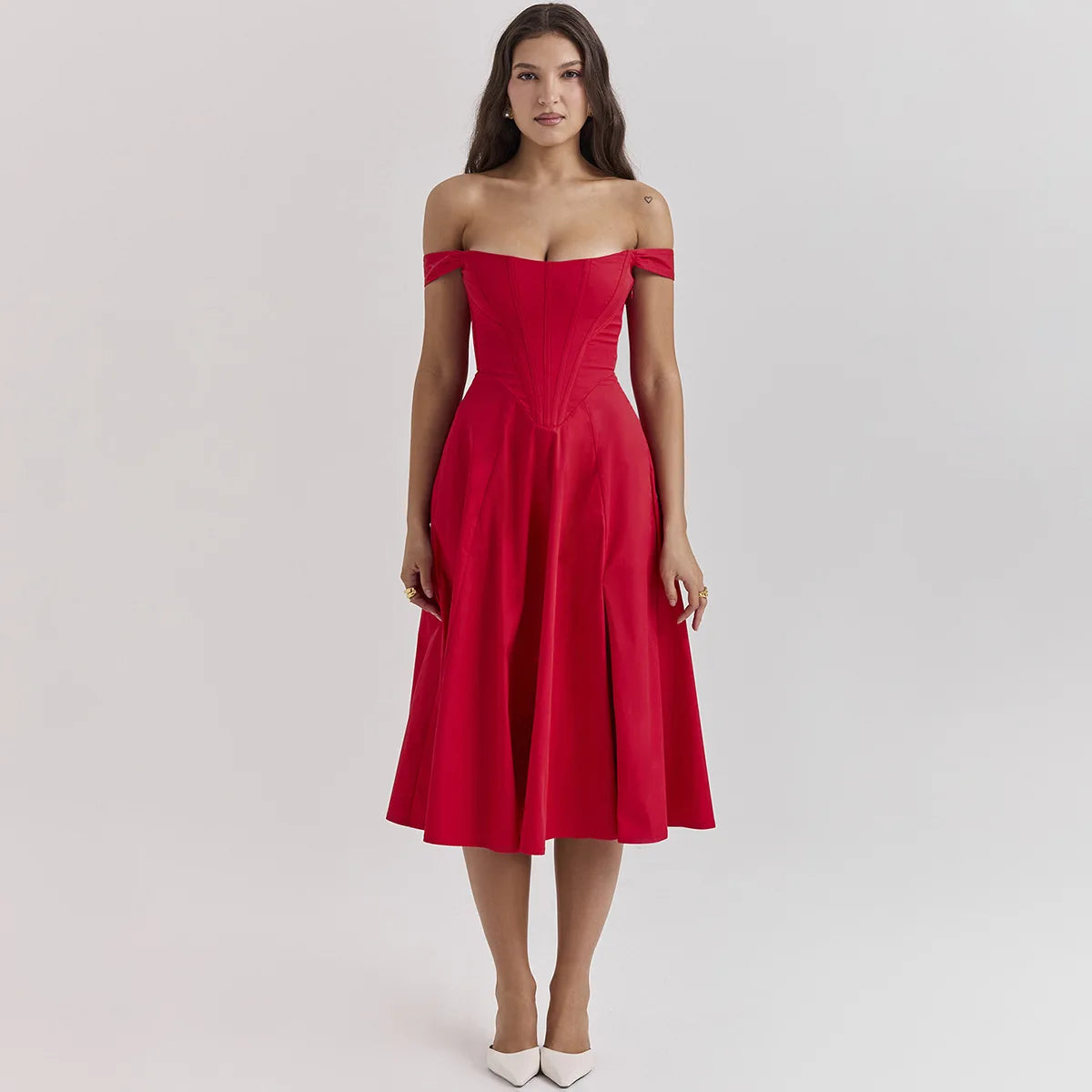 Vestido Midi Floral com Corpete e Bolsos — foto 30 | Tolobasao