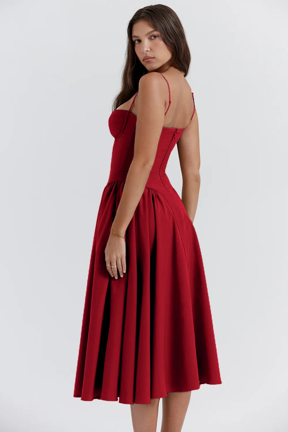 Vestido Midi Floral de Cintura Alta — Modelo A — foto 43 | Tolobasao