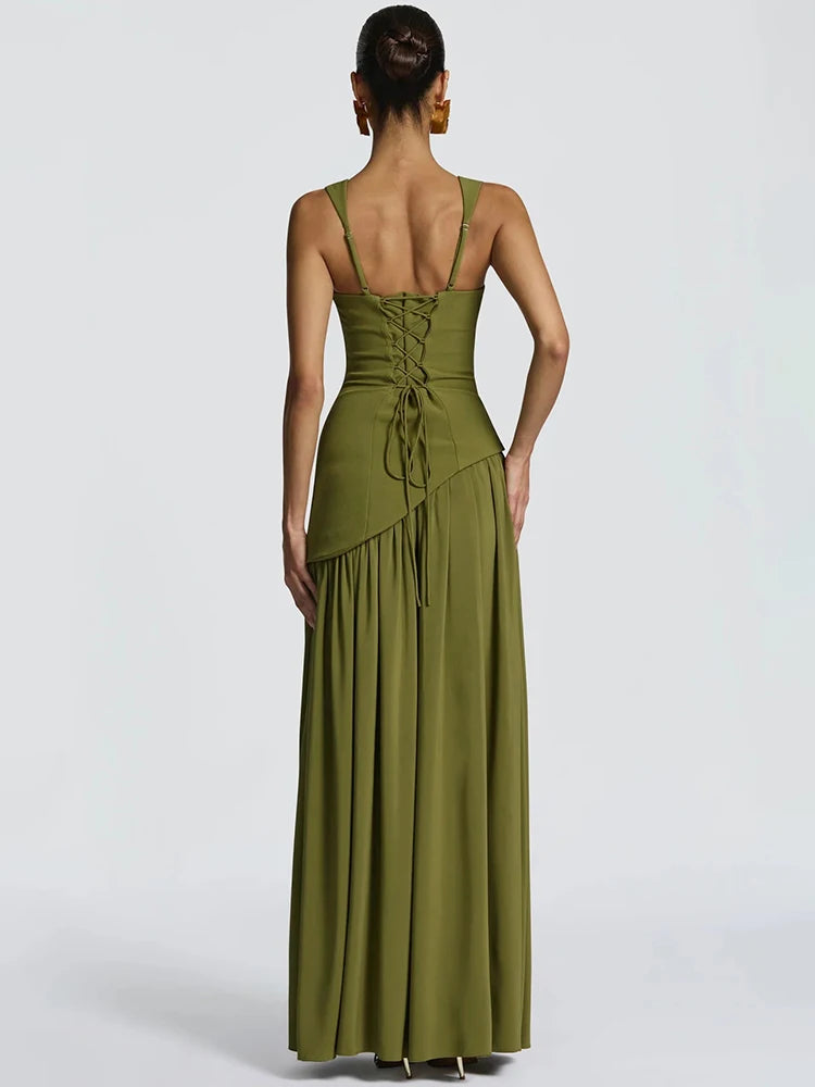 Vestido Comprido com Corpete, Laço e Fenda — foto 29 | Tolobasao