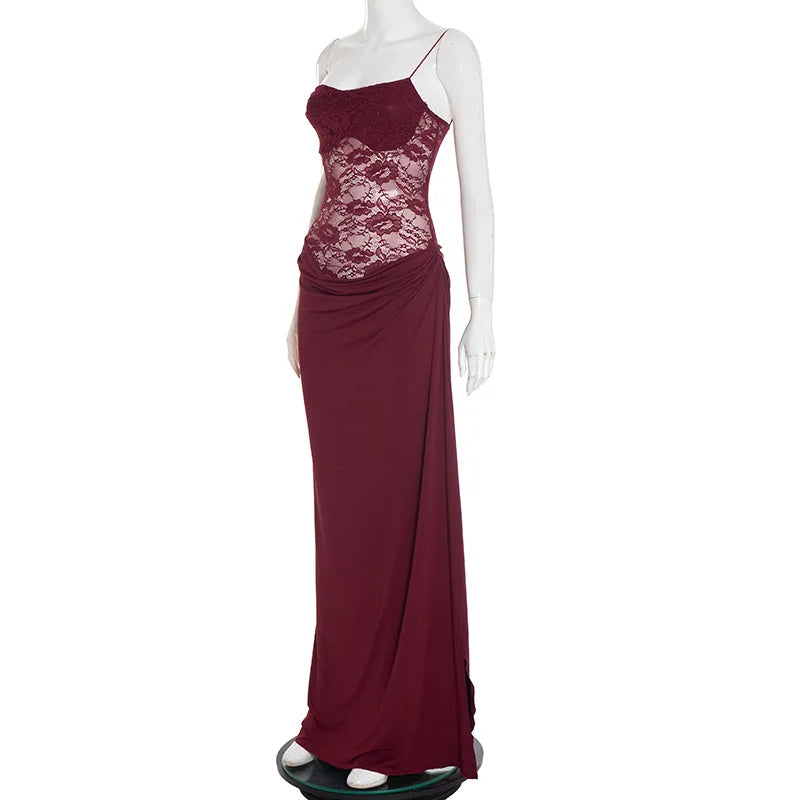 Vestido Comprido de Um Ombro com Renda — foto 20 | Tolobasao