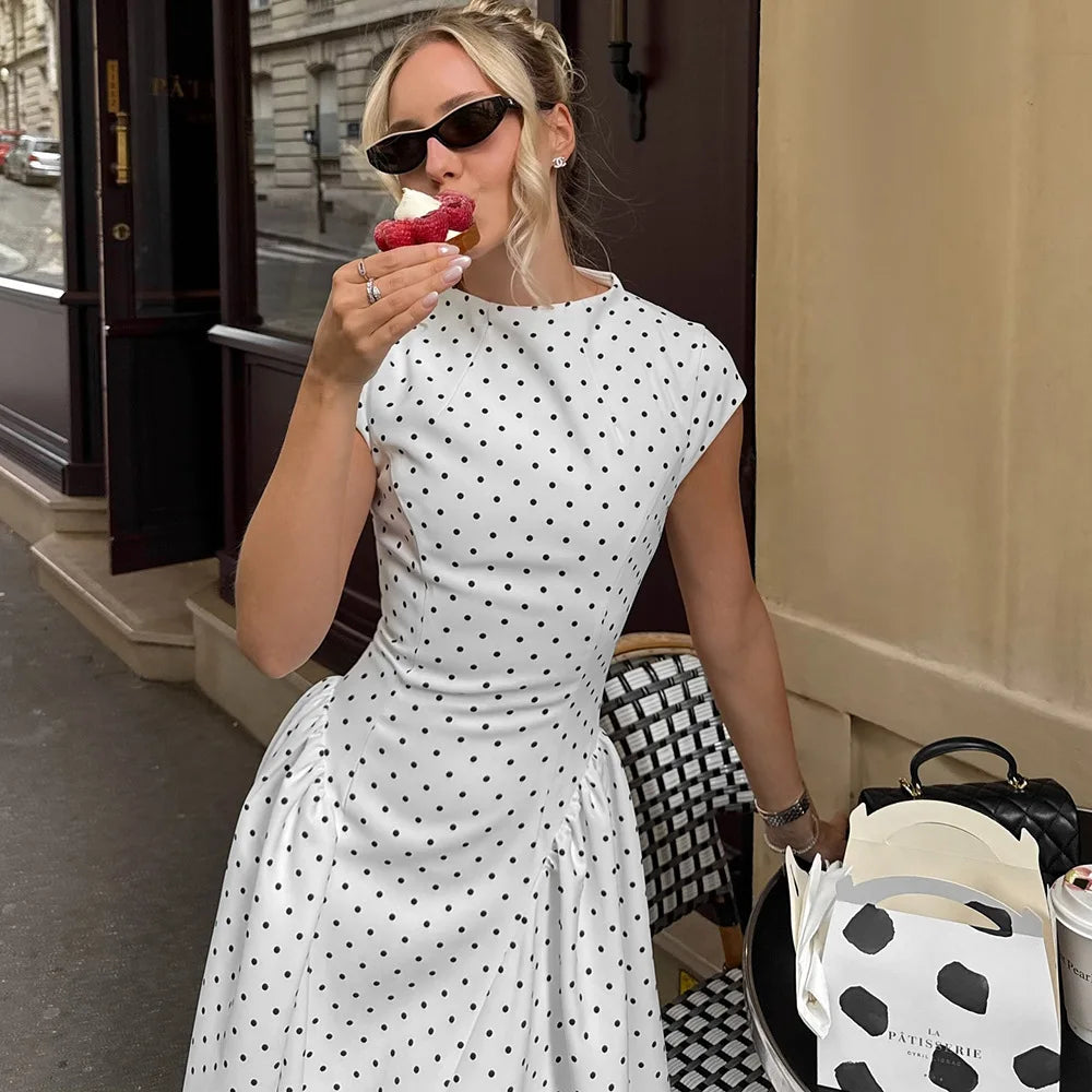 Vestido Comprido Vintage de Bolas sem Mangas — foto 2 | Tolobasao