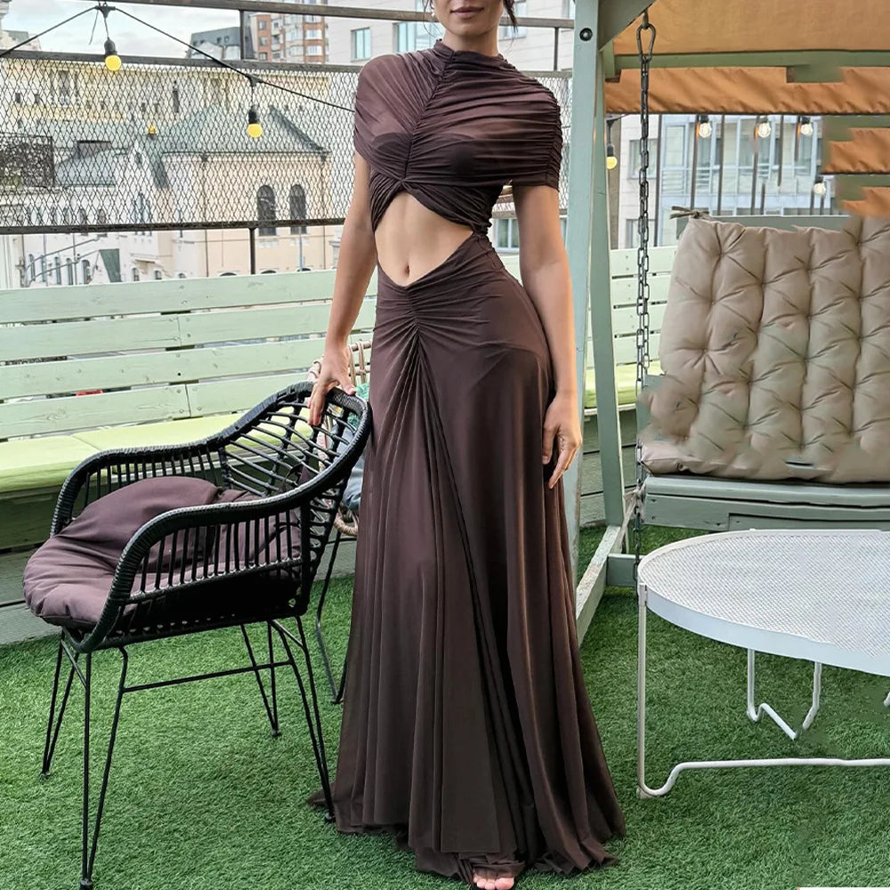 Vestido Comprido Franzido em Tule — foto 5 | Tolobasao