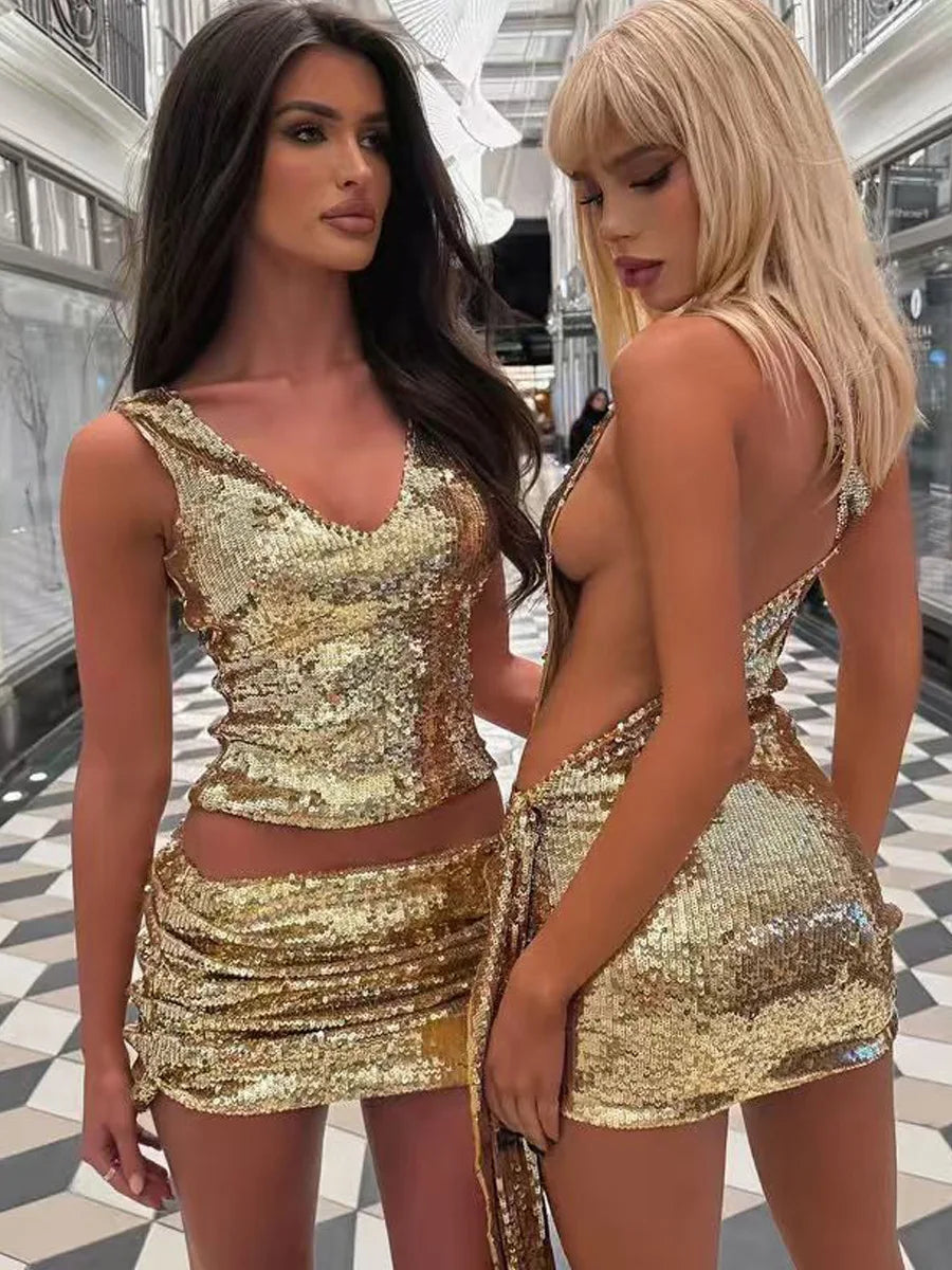 Vestido Curto com Lantejoulas e Decote de Um Ombro — foto 15 | Tolobasao