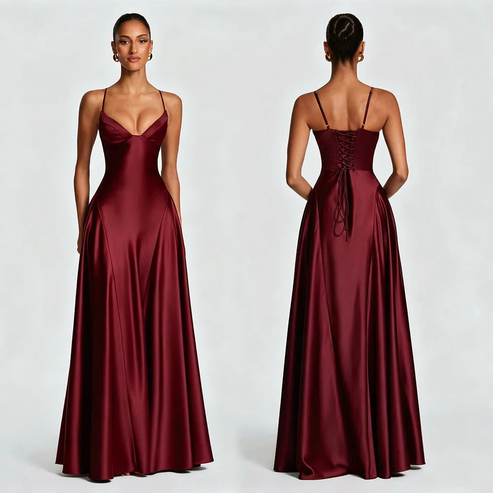 Vestido Comprido de Cetim com Corpete e Costas Descobertas — foto 33 | Tolobasao