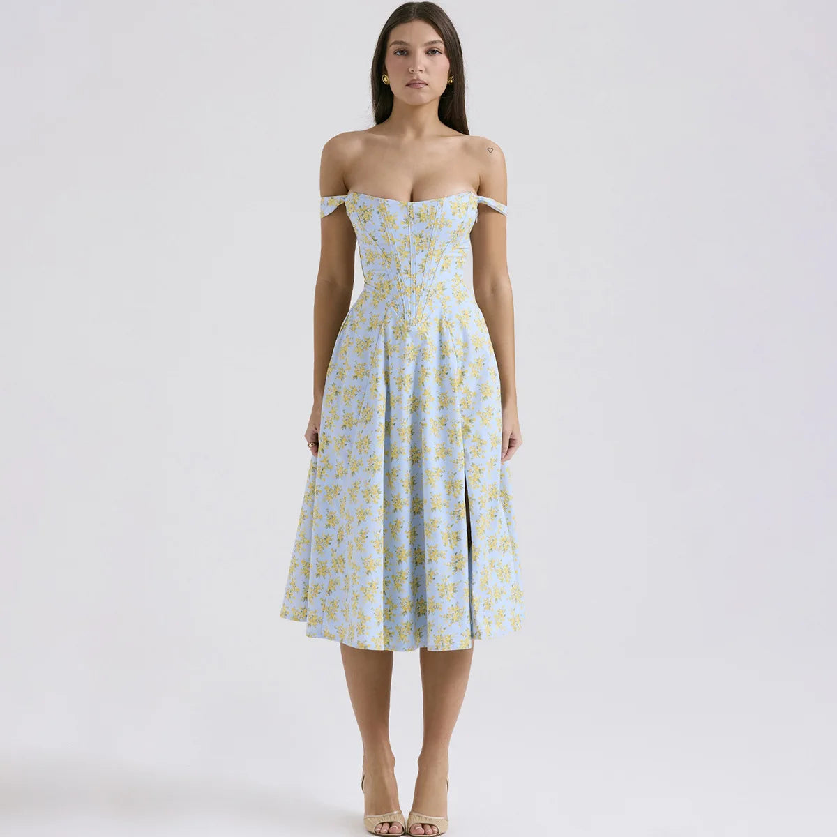 Vestido Midi Floral com Corpete e Bolsos — foto 33 | Tolobasao