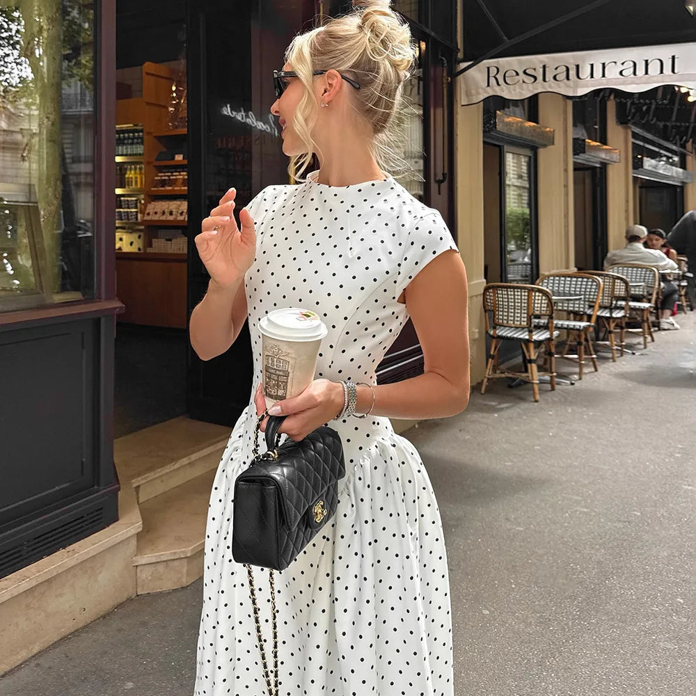 Vestido Comprido Vintage de Bolas sem Mangas — foto 4 | Tolobasao